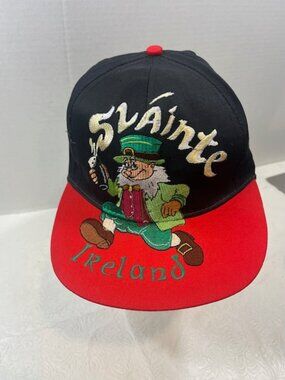 VTG St Patrick's Day "Ireland" "Sláinte" Leprechaun Embroidered Snapback Hat Cap